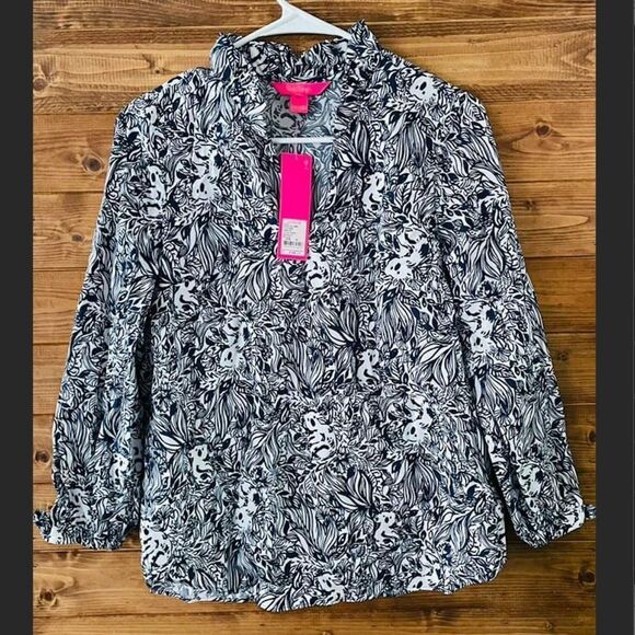Lilly Pulitzer Women’s Small High Tide Navy Koala Gday Mate Sherida Top Shirt - Picture 2 of 2